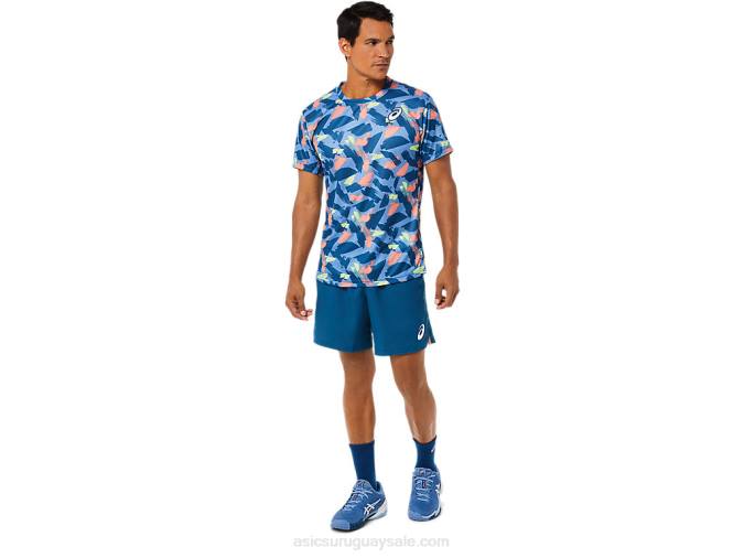 playera de manga corta con gráfico Match Asics índigo claro estilo y comodidad - Image 3