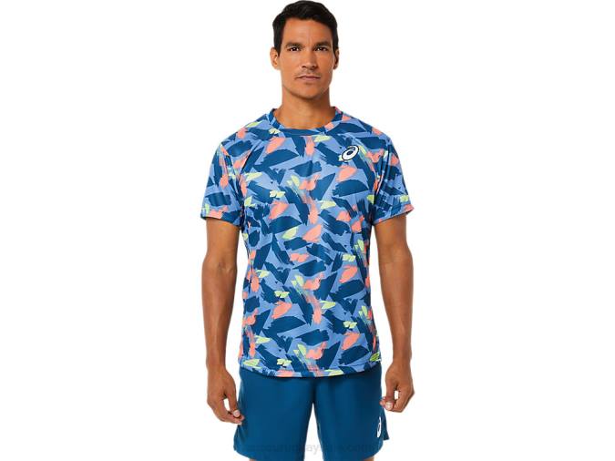 playera de manga corta con gráfico Match Asics índigo claro estilo y comodidad - Image 1
