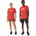 Playera de Manga Corta Rayas Asics Brezo Rojo Estilo Clásico
