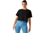 Playera recortada Asics jacquard logo rendimiento negro mujer
