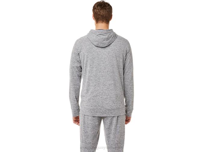 Sudadera Asics con Cremallera Completa Gris Jaspeado para Hombre Tecnología Moderna - Image 2