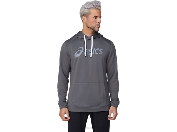 sudadera_asics_hombre_capucha_rizo_frances_gris_grafito.jpg Sudadera Asics Hombre Capucha Rizo Francés Gris Grafito - Image 1