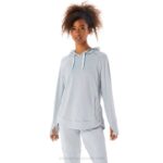 sudadera con capucha Asics gris espacial piedmont salvia para mujer