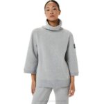 Sudadera con capucha Asics mujer vellón gris claro estilo domingo