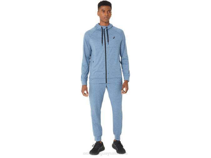 sudadera con capucha Asics tech fz 2.0 azul acero estilo moderno - Image 4