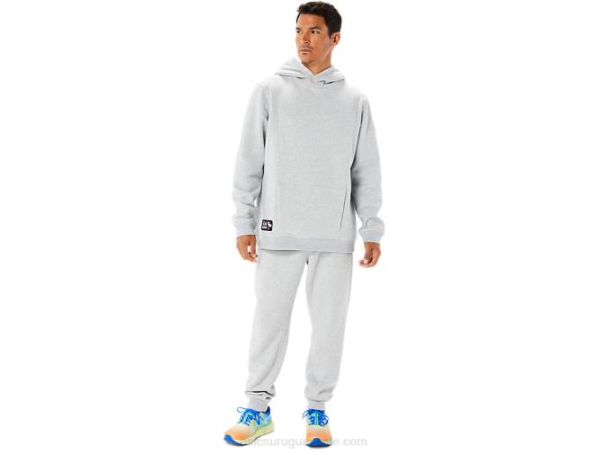 Sudadera con capucha de polar Asics hombre gris claro estilo moderno - Image 5